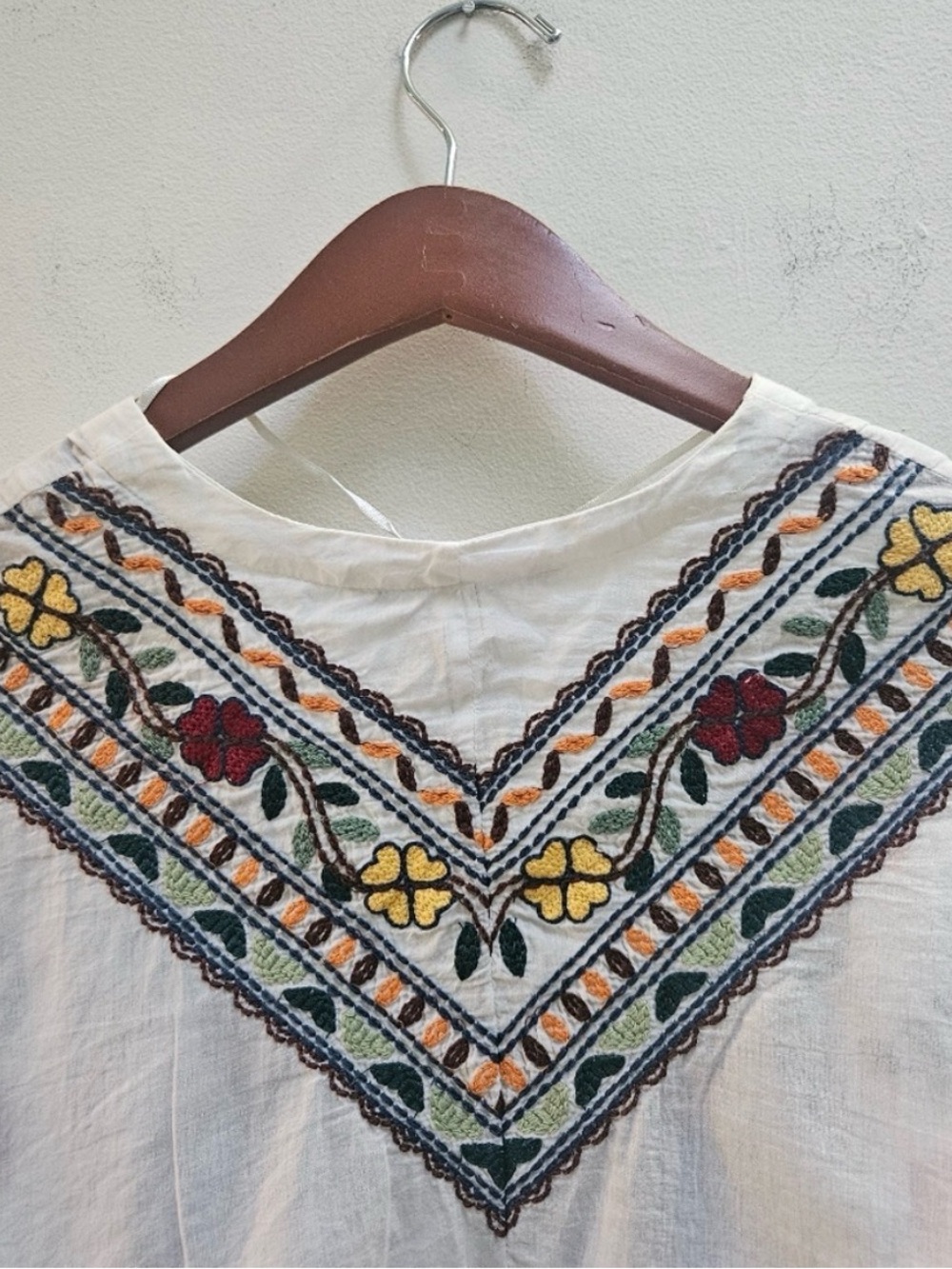 Zara Women's Embroidered Floral Kimono Crop Top Size XL White Boho Cottage - Picture 6 of 11